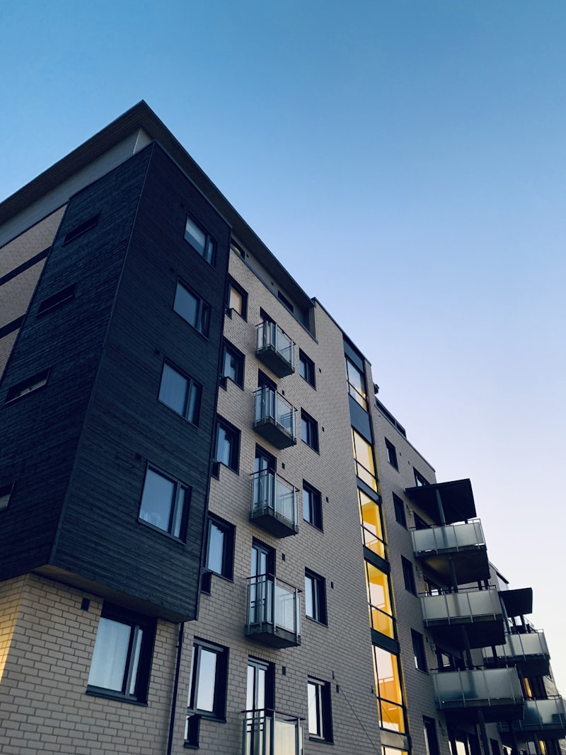 Modern residential apartment building with balconies